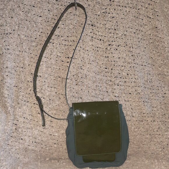 Trussardi Handbags - Vintage TRUSSARDI-Green Patent Signature Leather/Nylon-Cross/Shoulder-Excellent